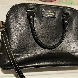 Black leather Kate spade purse with shoulder strap